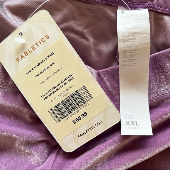 Pink Fabletics Emma Velour Leggings XXL. NWT - Picture 2 of 7